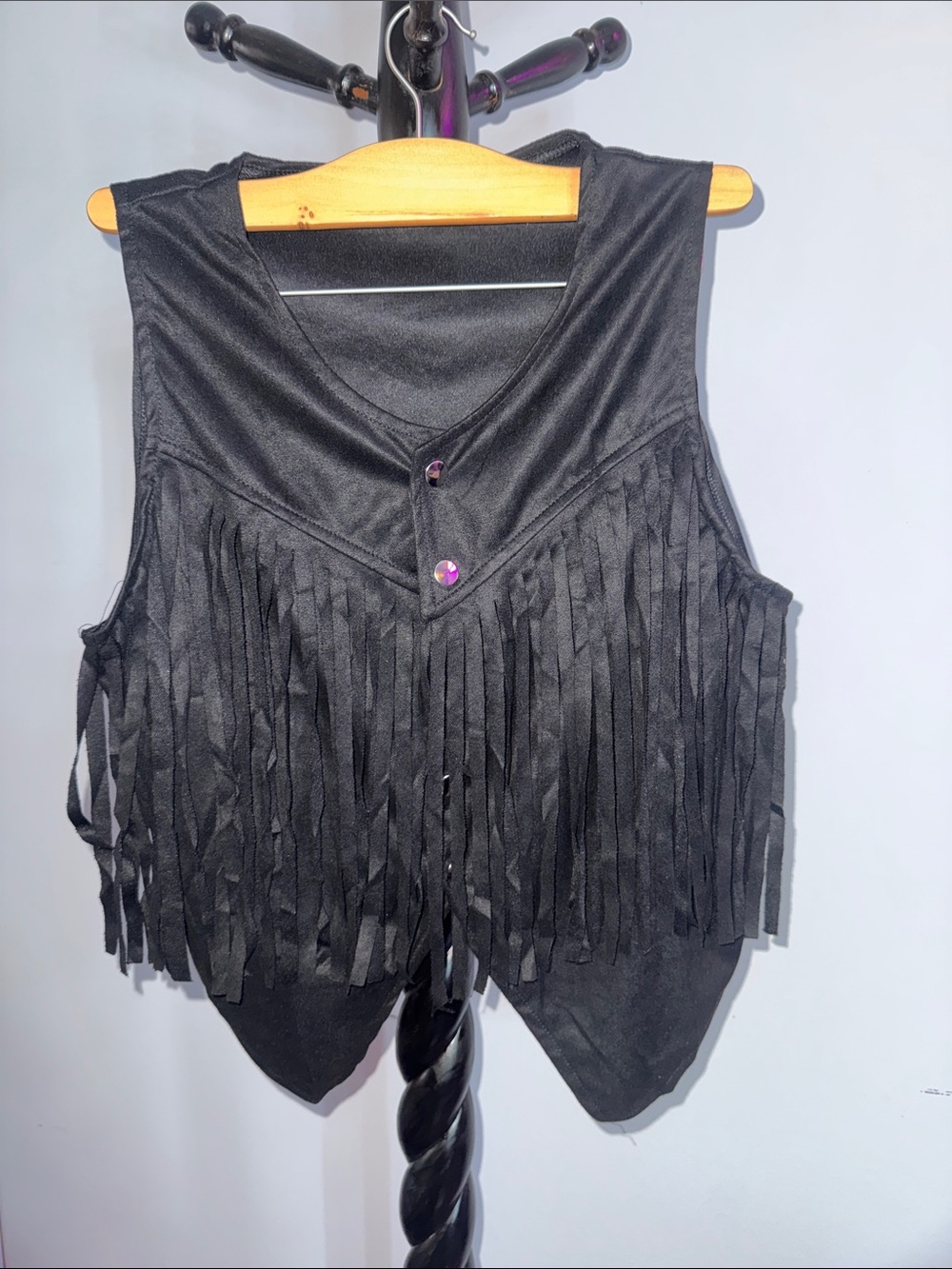 Black Fringe Sleeveless Women’s Top